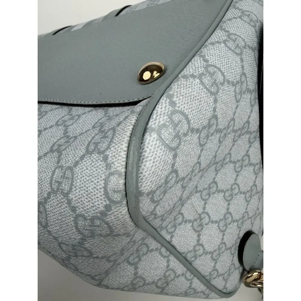 Gucci Ophidia Medium Duffle Bag in Blue GG Supreme Canvas and Leather